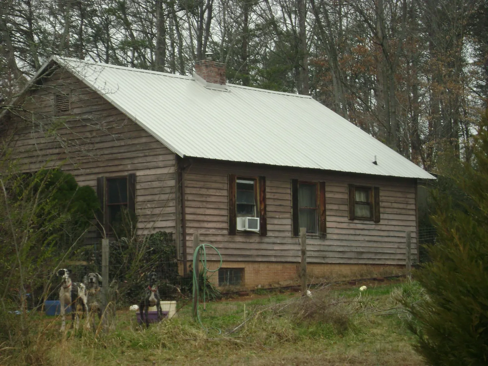 White metal roof on an old wood sided farmhouse, from a Metal Roof Installation job in Pursglove